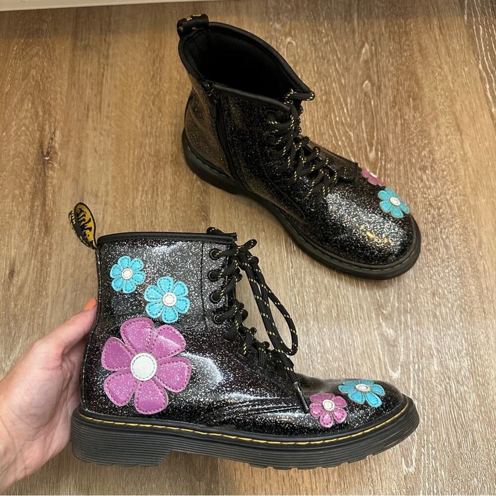 Dr Martens Multi 1460 Cosmic Glitter Floral Girls Boots 4‎